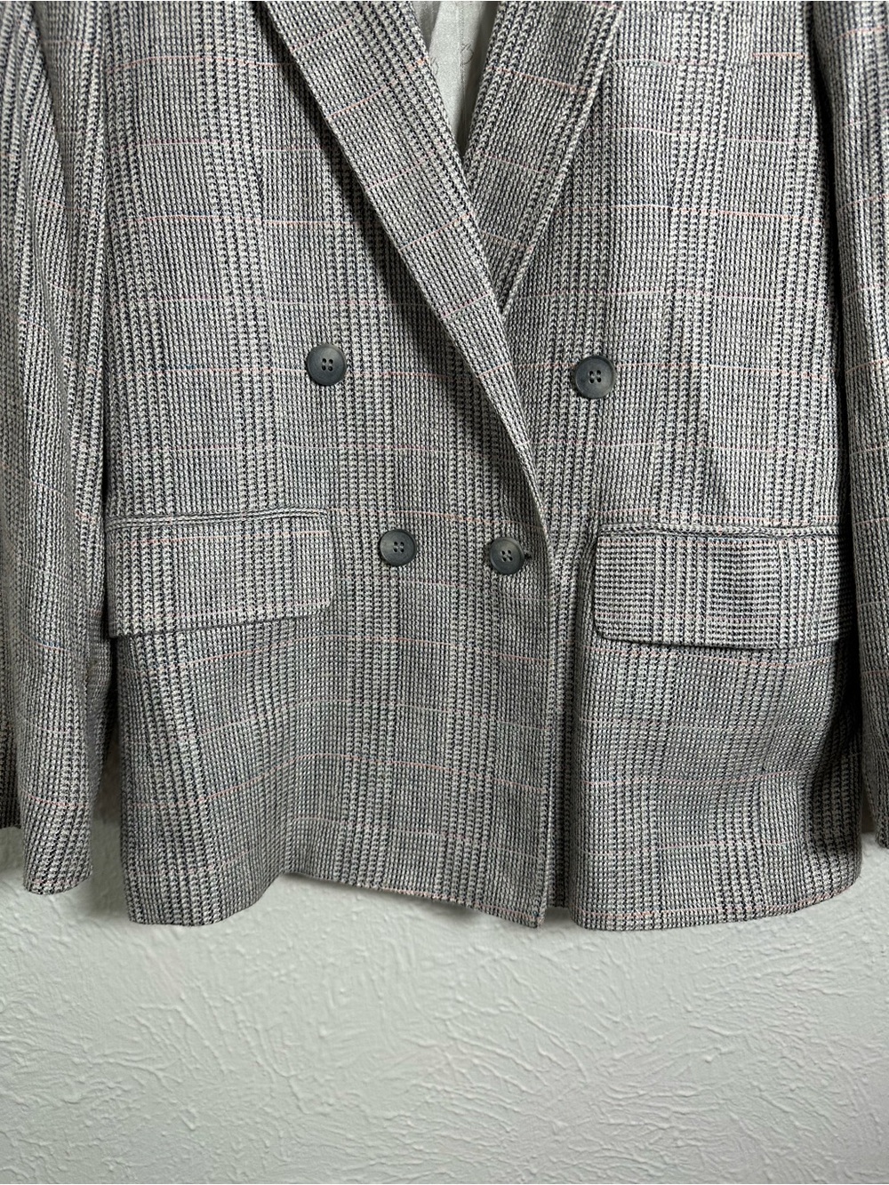 Christian Dior Jeune Homme Vintage Wool Blazer 4-6 Gray Plaid Double Breasted - Picture 2 of 11